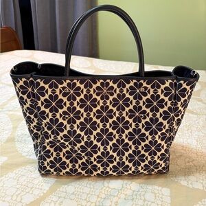 Kate Spade Medium Tote Spade Flower Jacquard Navy and Beige